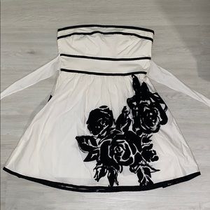 Black and White Strapless Dress